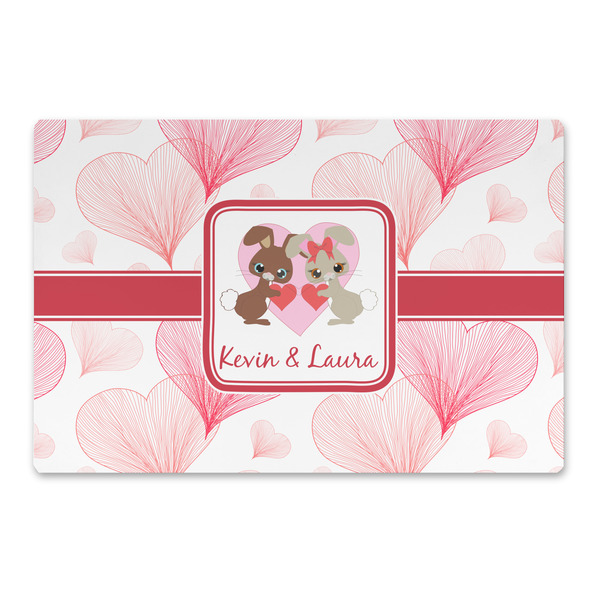 Custom Hearts & Bunnies Large Rectangle Car Magnet (Personalized)