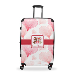 Hearts & Bunnies Suitcase - 28" Large - Checked w/ Couple's Names