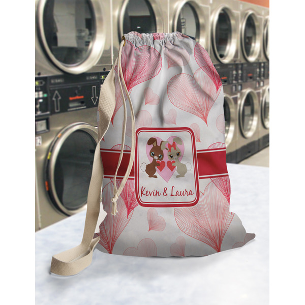 Hearts & Bunnies Laundry Bag in Laundromat