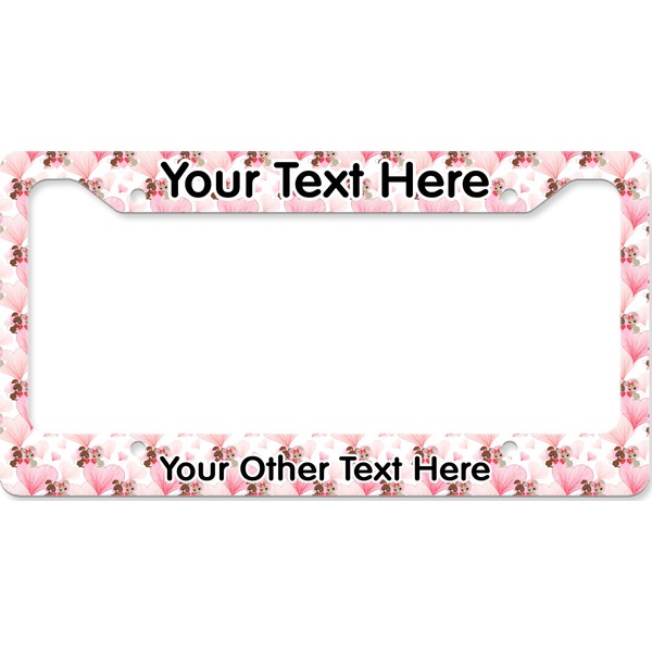 Custom Hearts & Bunnies License Plate Frame - Style B (Personalized)