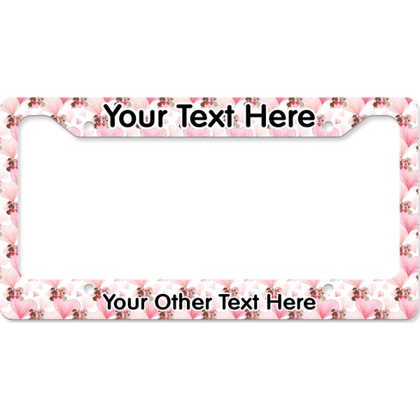 Hearts & Bunnies License Plate Frame Wide