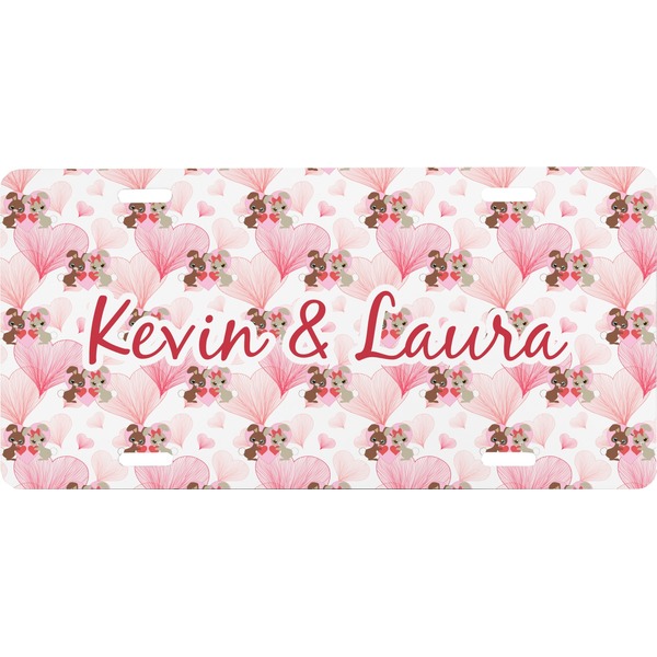 Custom Hearts & Bunnies Front License Plate (Personalized)