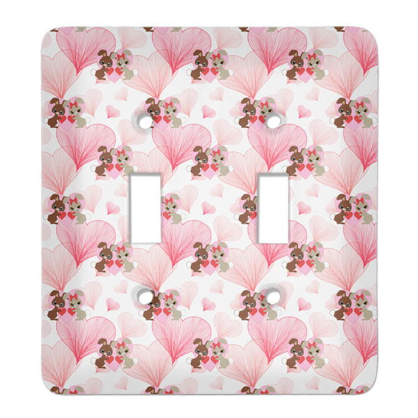Custom Hearts & Bunnies Light Switch Cover (2 Toggle Plate)