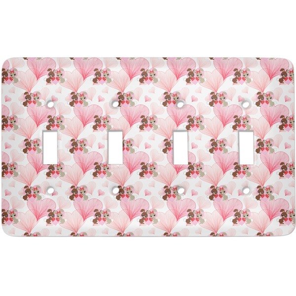 Custom Hearts & Bunnies Light Switch Cover (4 Toggle Plate)