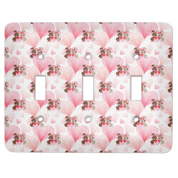 Custom Hearts & Bunnies Light Switch Cover (3 Toggle Plate)