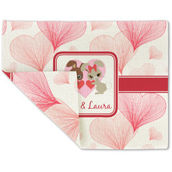 Hearts & Bunnies Double-Sided Linen Placemat - Single w/ Couple's Names