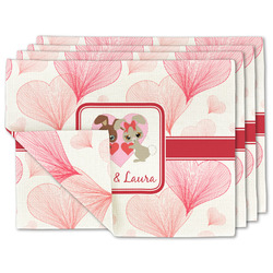 Hearts & Bunnies Linen Placemat w/ Couple's Names