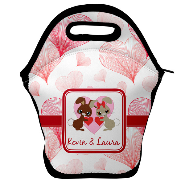 Custom Hearts & Bunnies Lunch Bag w/ Couple's Names