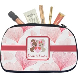 Hearts & Bunnies Makeup / Cosmetic Bag - Medium (Personalized)