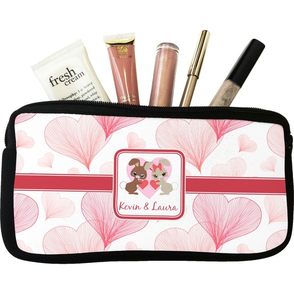 Custom Hearts & Bunnies Makeup / Cosmetic Bag (Personalized)