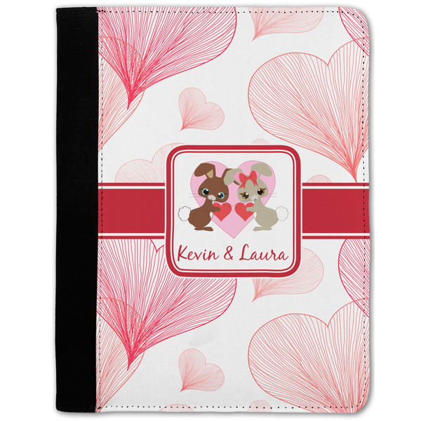 Custom Hearts & Bunnies Notebook Padfolio w/ Couple's Names