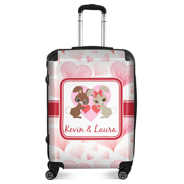 Custom Hearts & Bunnies Suitcase - 24" Medium - Checked (Personalized)