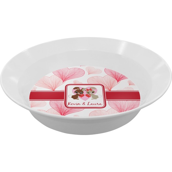 Custom Hearts & Bunnies Melamine Bowl (Personalized)