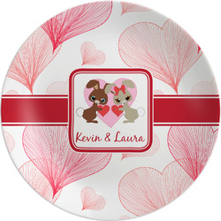 Hearts & Bunnies Melamine Plate (Personalized)