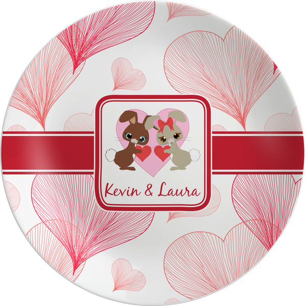 Custom Hearts & Bunnies Melamine Salad Plate - 8" (Personalized)