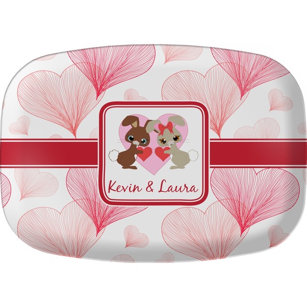 Custom Hearts & Bunnies Melamine Platter (Personalized)