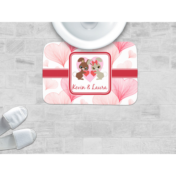 Hearts & Bunnies Memory Foam Bath Mat - LIFESTYLE