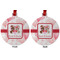 Hearts & Bunnies Metal Ball Ornament - Front and Back