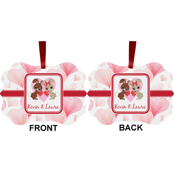 Hearts & Bunnies Metal Benilux Ornament - Front and Back (APPROVAL)