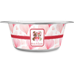 Hearts & Bunnies Stainless Steel Dog Bowl - Medium (Personalized)