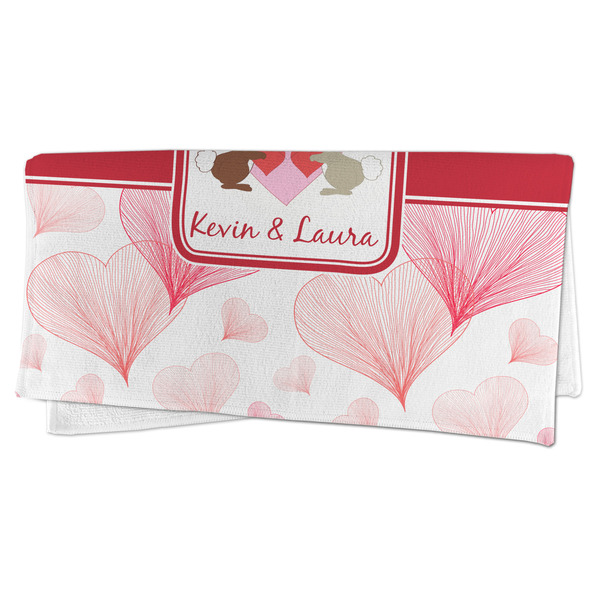 Hearts & Bunnies Microfiber Dish Rag - FOLDED (half)