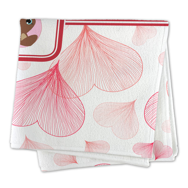 Hearts & Bunnies Microfiber Dish Rag - FOLDED (square)