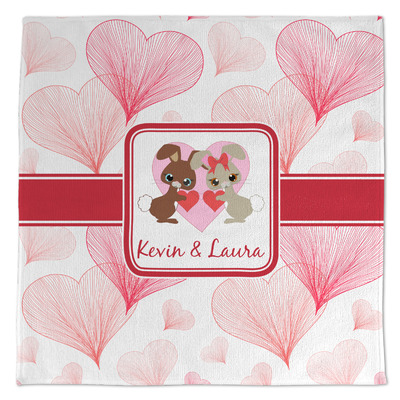 Hearts & Bunnies Microfiber Dish Towel (Personalized)