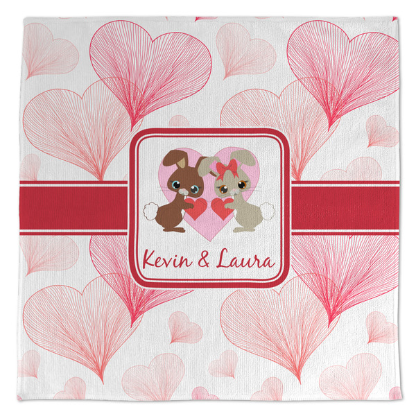 Custom Hearts & Bunnies Microfiber Dish Towel (Personalized)