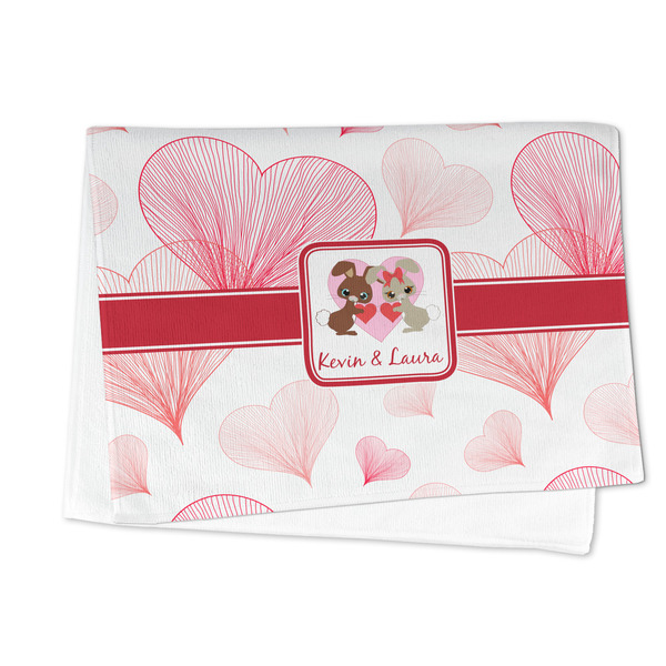 Hearts & Bunnies Microfiber Dish Towel - FOLDED HALF