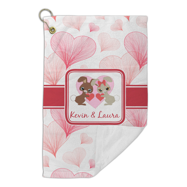 Hearts & Bunnies Microfiber Golf Towels Small - FRONT FOLDED