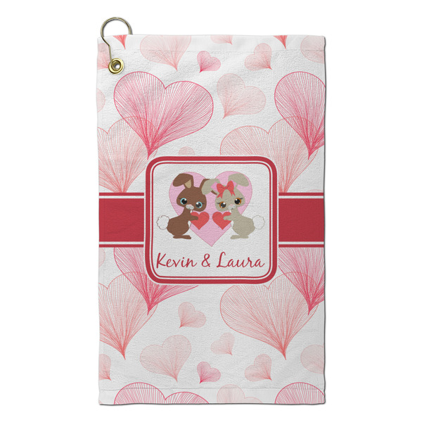 Custom Hearts & Bunnies Microfiber Golf Towel - Small (Personalized)