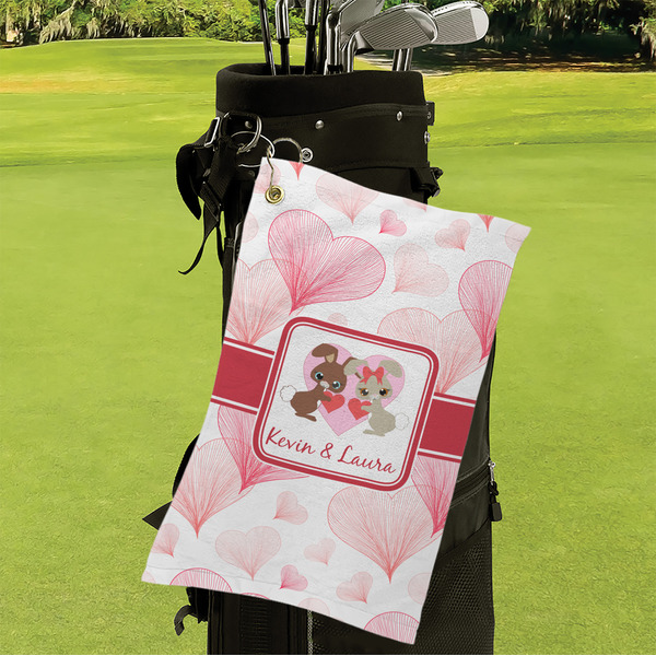 Hearts & Bunnies Microfiber Golf Towels - Small - LIFESTYLE
