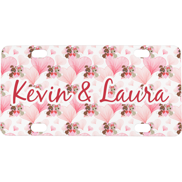 Custom Hearts & Bunnies Mini / Bicycle License Plate (4 Holes) (Personalized)
