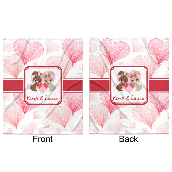 Hearts & Bunnies Minky Blanket - 50"x60" - Double Sided - Front & Back