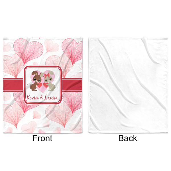 Hearts & Bunnies Minky Blanket - 50"x60" - Single Sided - Front & Back
