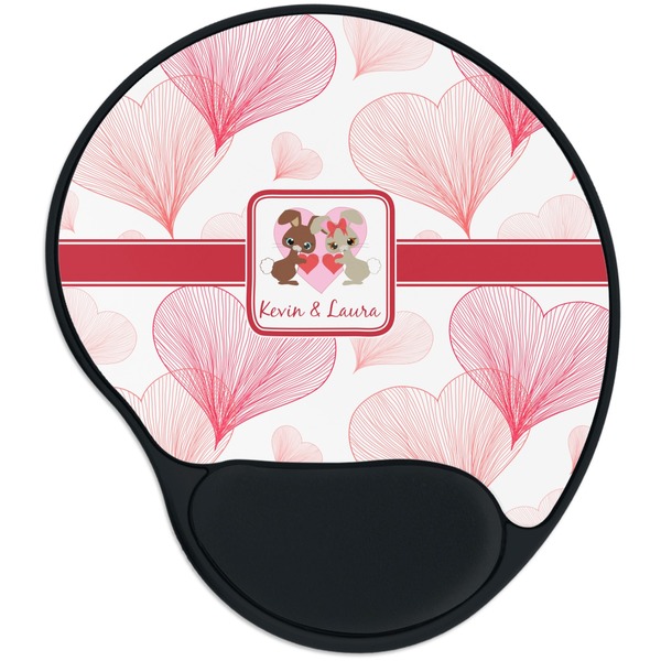 Custom Hearts & Bunnies Mouse Pad with Wrist Support