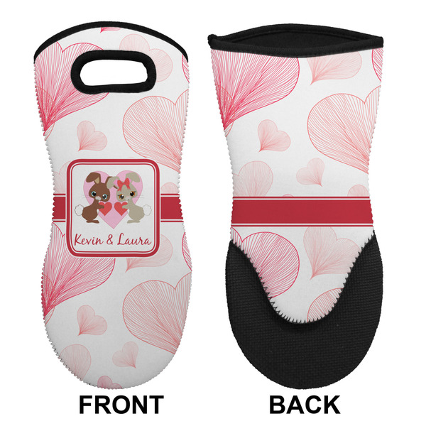 Hearts & Bunnies Neoprene Oven Mitt (Front & Back)