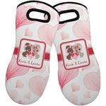 Hearts & Bunnies Neoprene Oven Mitts - Set of 2 w/ Couple's Names
