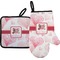 Hearts & Bunnies Right Oven Mitt & Pot Holder Set w/ Couple's Names