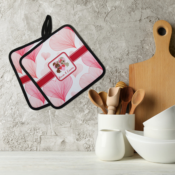 Hearts & Bunnies Neoprene Pot Holder - Set of 2  LIFESTYLE