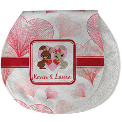 Hearts & Bunnies Burp Pad - Velour w/ Couple's Names