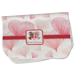 Hearts & Bunnies Burp Cloth - Fleece w/ Couple's Names