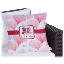 Hearts & Bunnies Outdoor Pillow - 16" (Personalized)