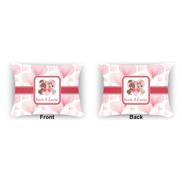 Hearts & Bunnies  Outdoor Rectangular Throw Pillow (Front and Back)