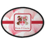 Hearts & Bunnies Iron On Oval Patch w/ Couple's Names