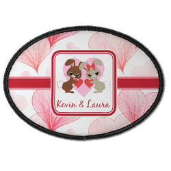 Hearts & Bunnies Iron On Oval Patch w/ Couple's Names