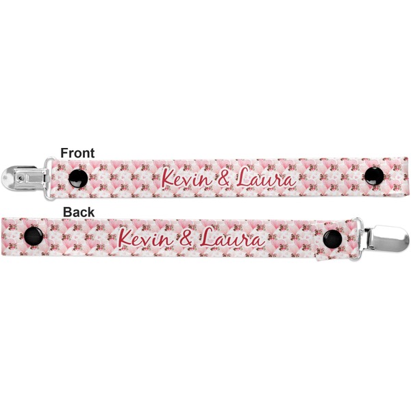 Hearts & Bunnies Pacifier Clip - Front and Back