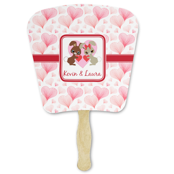 Custom Hearts & Bunnies Paper Fan (Personalized)