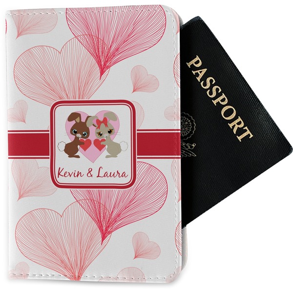 Custom Hearts & Bunnies Passport Holder - Fabric (Personalized)