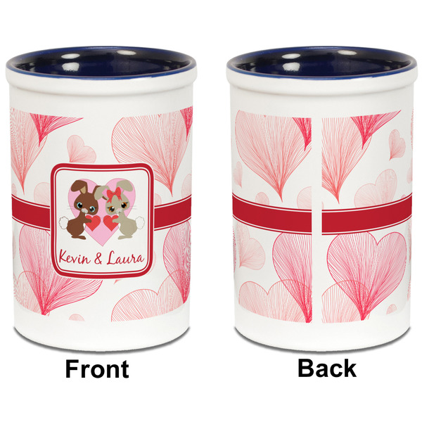 Hearts & Bunnies Pencil Holder - Blue - approval